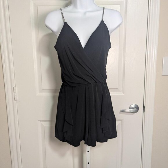 Topshop Black Spaghetti Strap Romper Playsuit- Size 2 - Picture 1 of 5